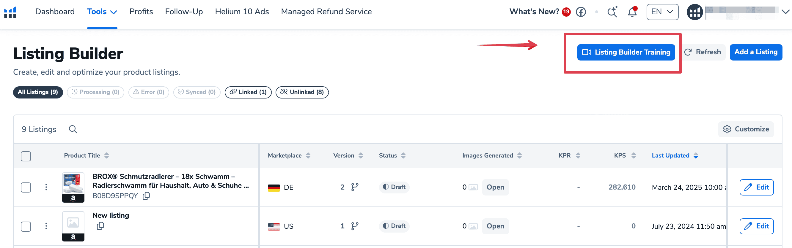 Helium 10 built-in tutorials available to users inside the dashboard