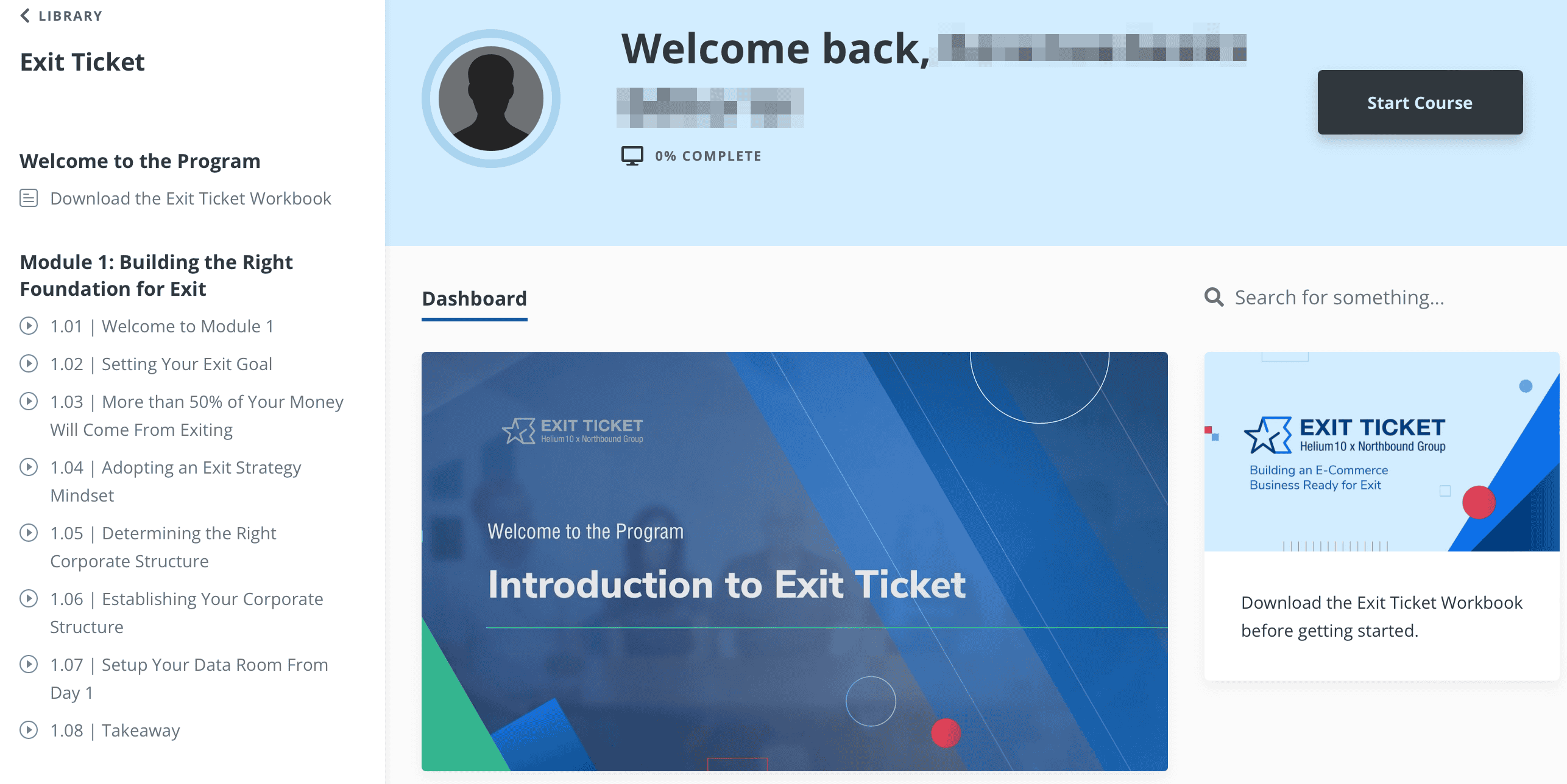 Inside the Helium 10 Exit Ticket course