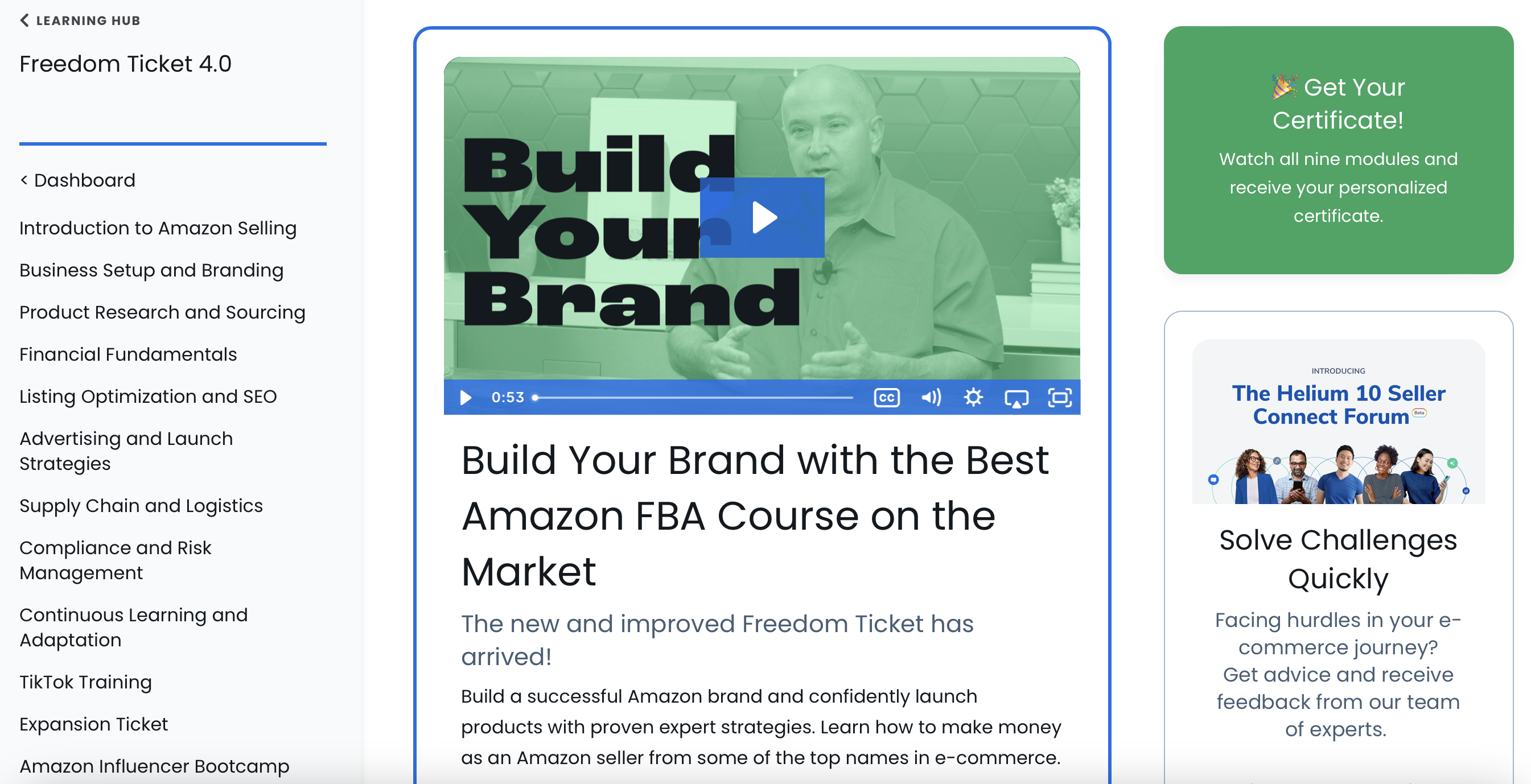 Inside the Helium 10 Freedom Ticket Amazon FBA course