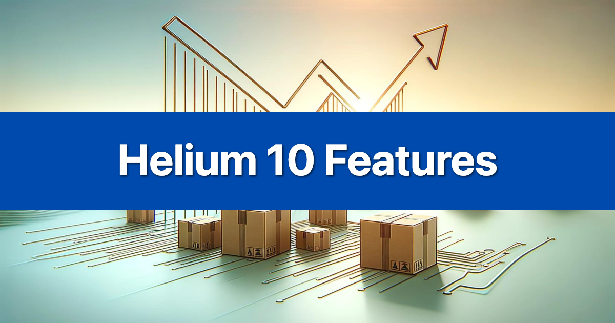 Helium 10 Features branded graphic representing the Helium 10 suite of Amazon seller tools.
