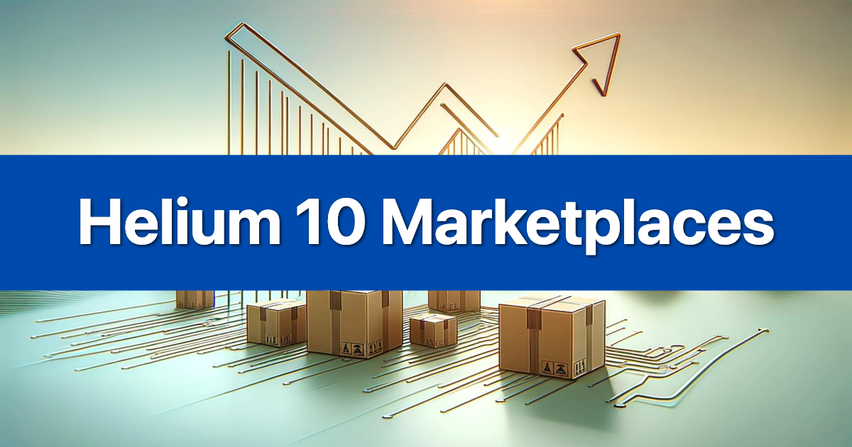 Helium 10 branded graphic showing its support for global Amazon and Walmart marketplaces