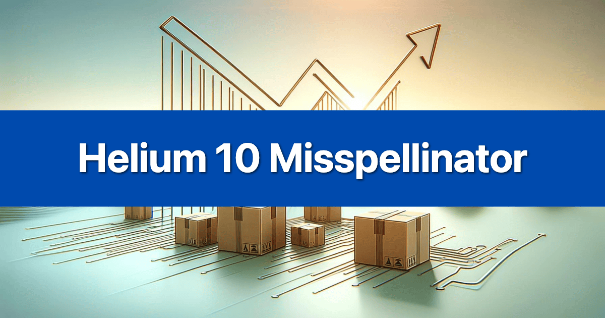 Helium 10 Misspellinator tool logo and text, designed to help Amazon sellers find misspelled keywords.