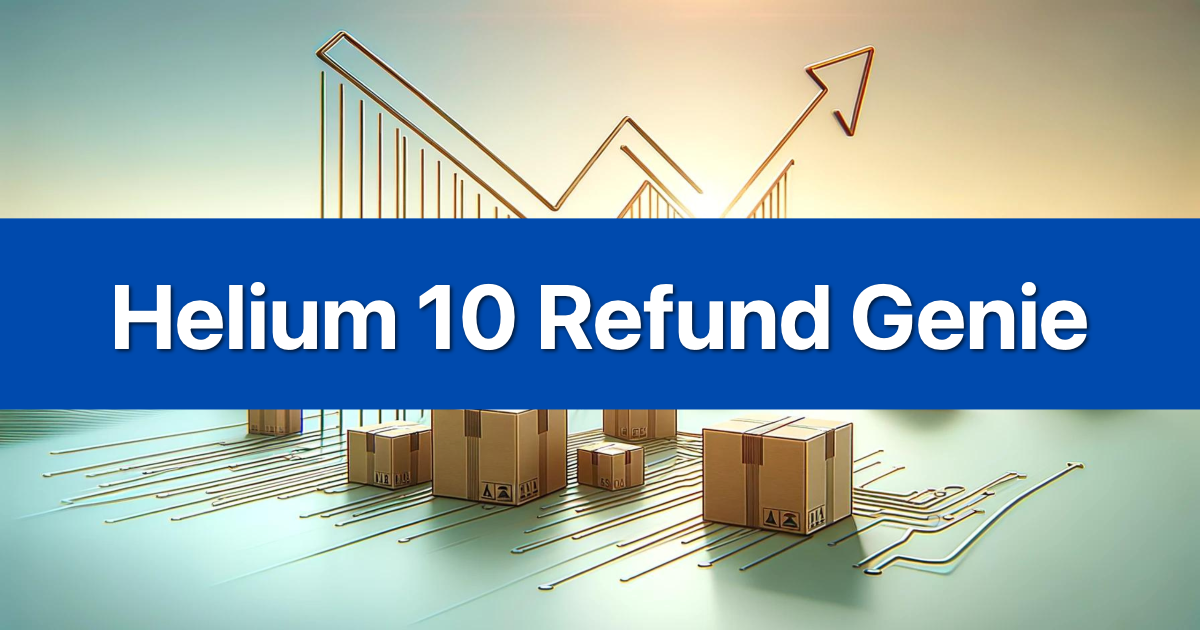 Helium 10 Refund Genie branded graphic for the Amazon FBA reimbursement finder tool